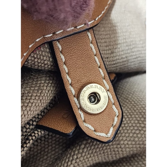 Authentic BURBERRY Canvas Mega Check Medium Ashby Hobo Saddle Bag Brown - Picture 5 of 13